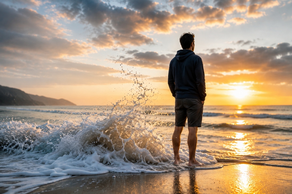 Calm beach sunrise representing hope and panic attack recovery